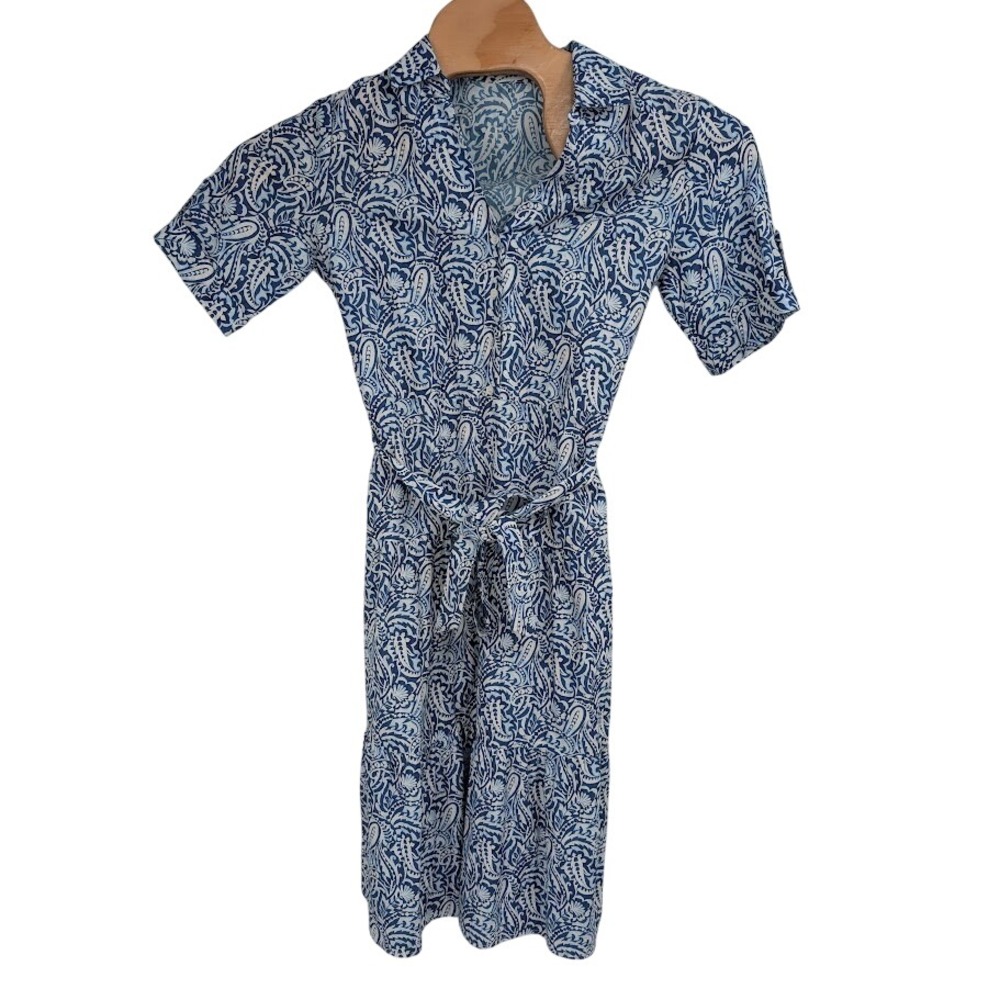 J. McLaughlin Women's Janelle Blue Floral Belted Shirt Dress sz‎ M